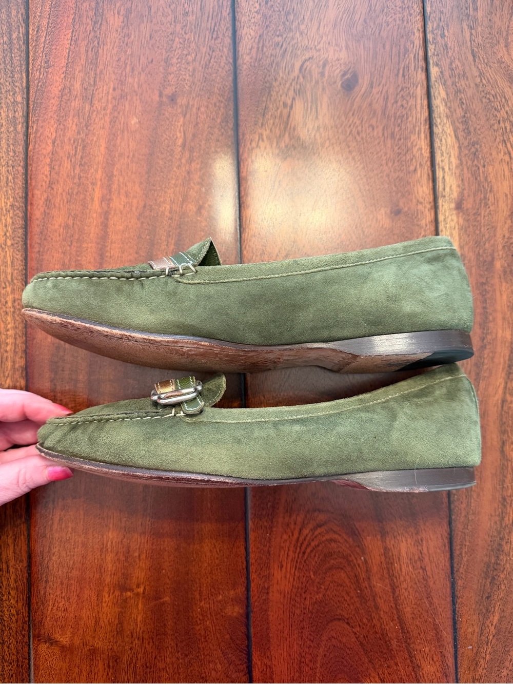 Cole Haan Green Suede Loafers - Picture 3 of 4